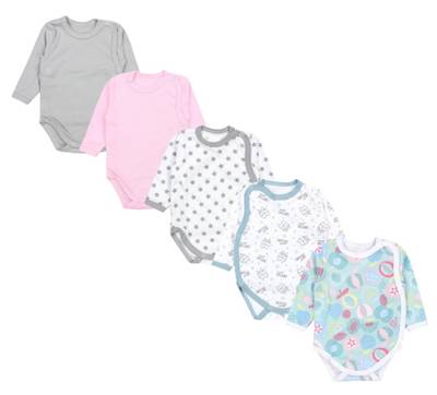 TupTam Baby Langarm Wickelbody 5er Pack für Kinder rosa/grün