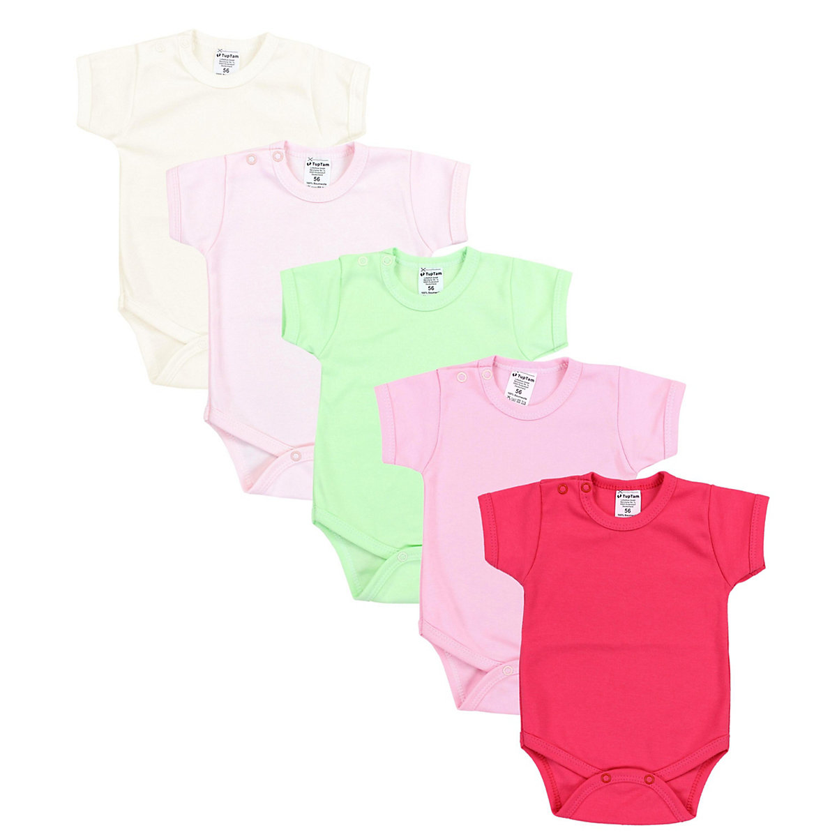 TupTam Mädchen Baby Body Kurzarm 5er Pack für Mädchen rosa/grün