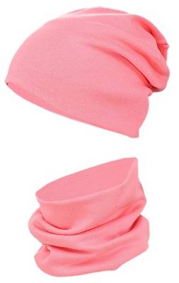 TupTam Unisex Kinder Beanie Mütze Schlauchschal Set für Kinder koralle