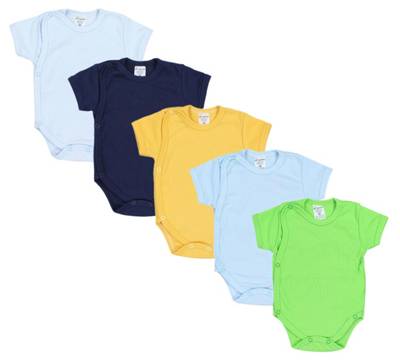 TupTam Baby Jungen Kurzarm Wickelbody 5er Set für Jungen gelb/grün