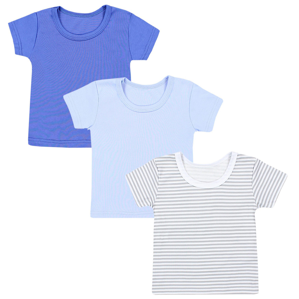 TupTam Baby Jungen Sommer Kurzarm T-Shirt 3er Pack für Jungen blau/grau