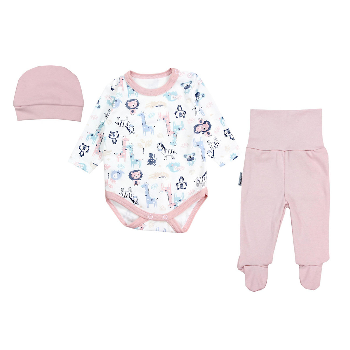 TupTam Baby Bekleidungsset Langarmbody Hose Mütze3 teilig für Kinder rosa/blau