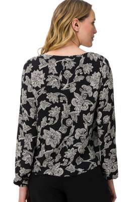 zero zero Viskosebluse mit Druck schwarz YB6475