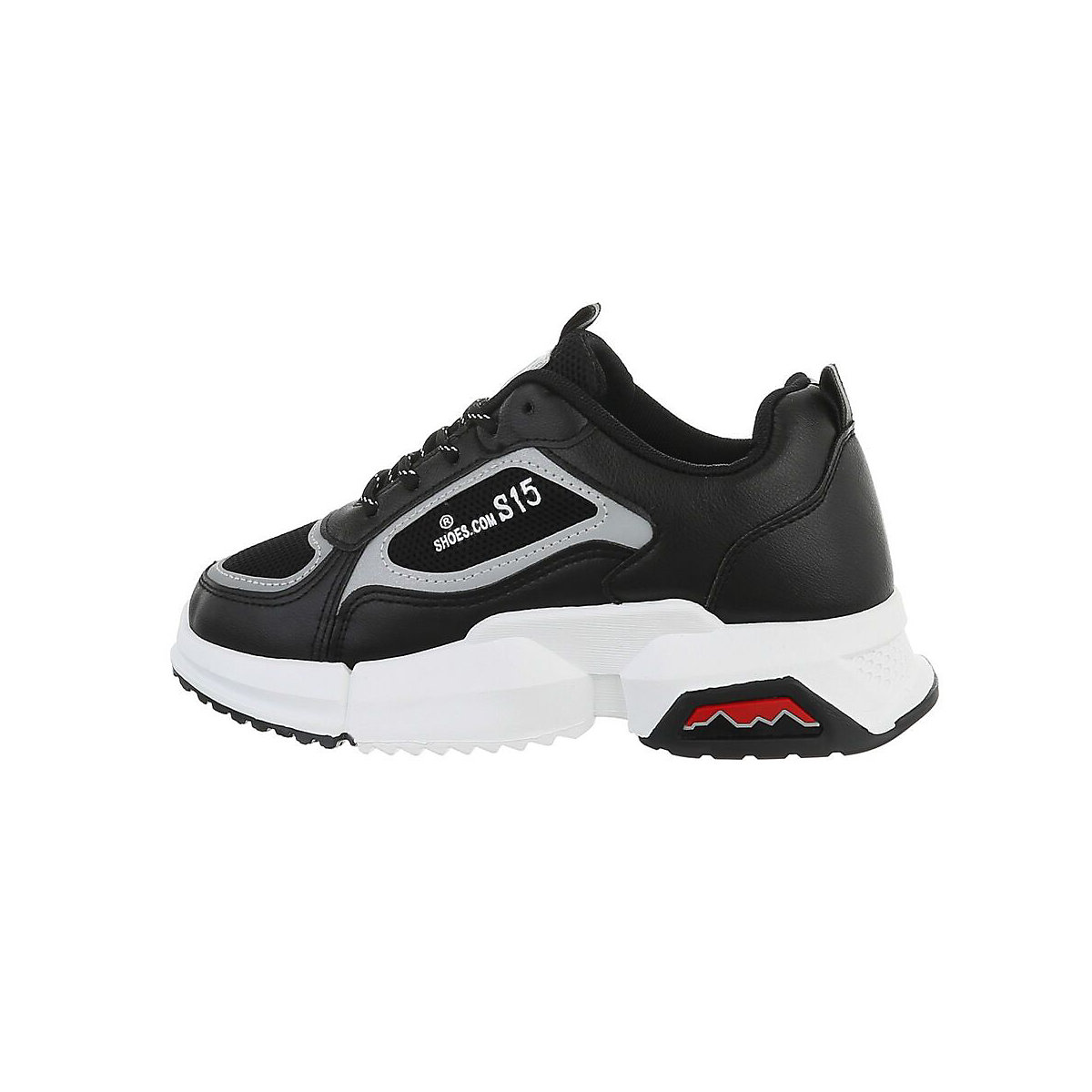 Ital-Design Sneakers Low Lochschnürung Flach schwarz/weiß
