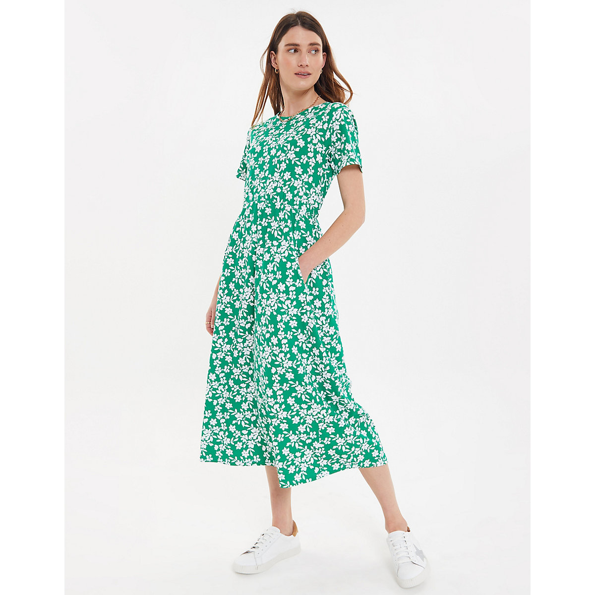 THREADBARE Threadbare Kleid THB Danni Smock Midi Dress W/Pockets Sommerkleider AdultW grün