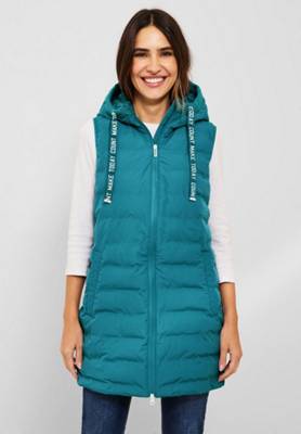 CECIL Longweste mit Kapuze aqua