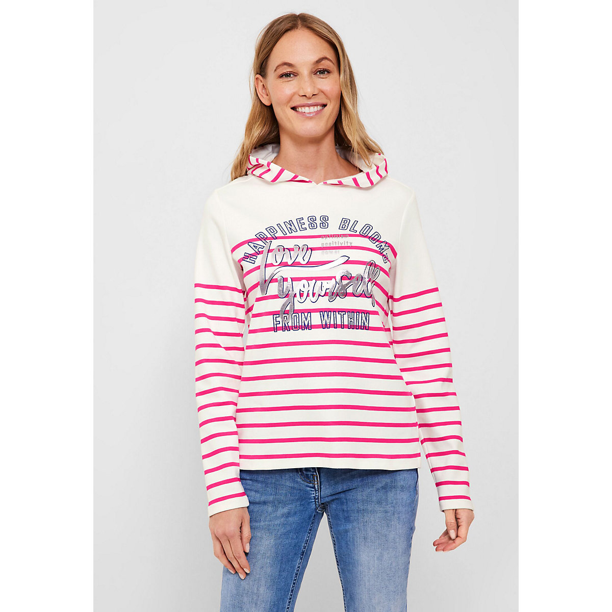 CECIL Sweatshirt mit Streifen pink