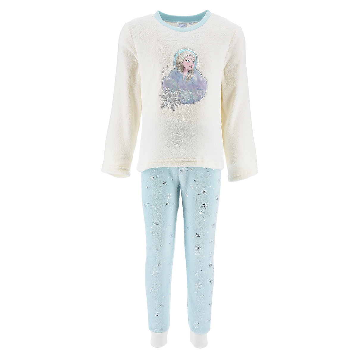 Disney Die Eiskönigin Frozen Die Eiskönigin Elsa Schlafanzug Pyjama Langarm Shirt + Schlaf-Hose weiß