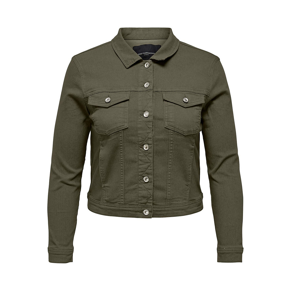 ONLY CARMAKOMA Jeans Jacke Plus Size Übergangs Blouson Übergröße Stretch Denim grün