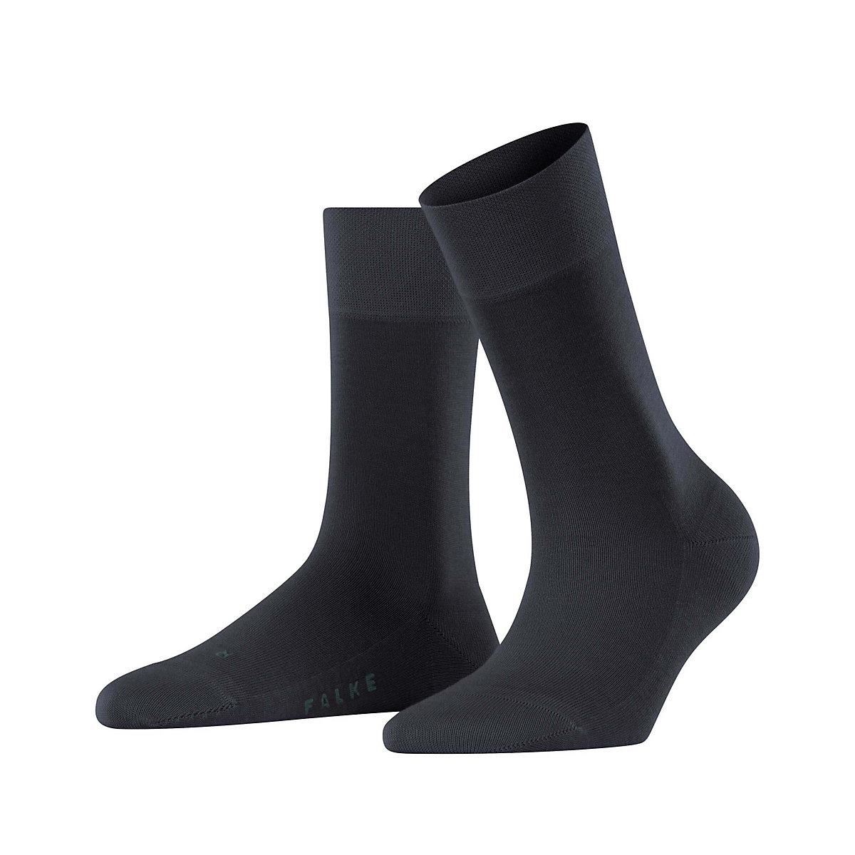 FALKE Damen Socken Sensitive New York Bündchen Logo einfarbig lang Socken dunkelblau