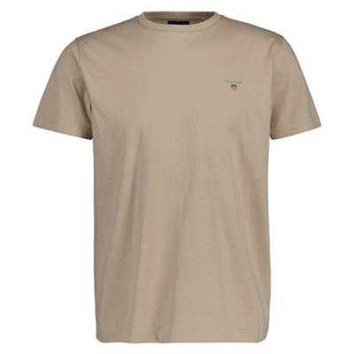 GANT Herren T-Shirt kurzarm Original T-Shirt Rundhals Baumwolle T-Shirts beige