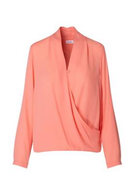 seidensticker Wickelbluse Langarm Uni Langarmblusen rosa/pink