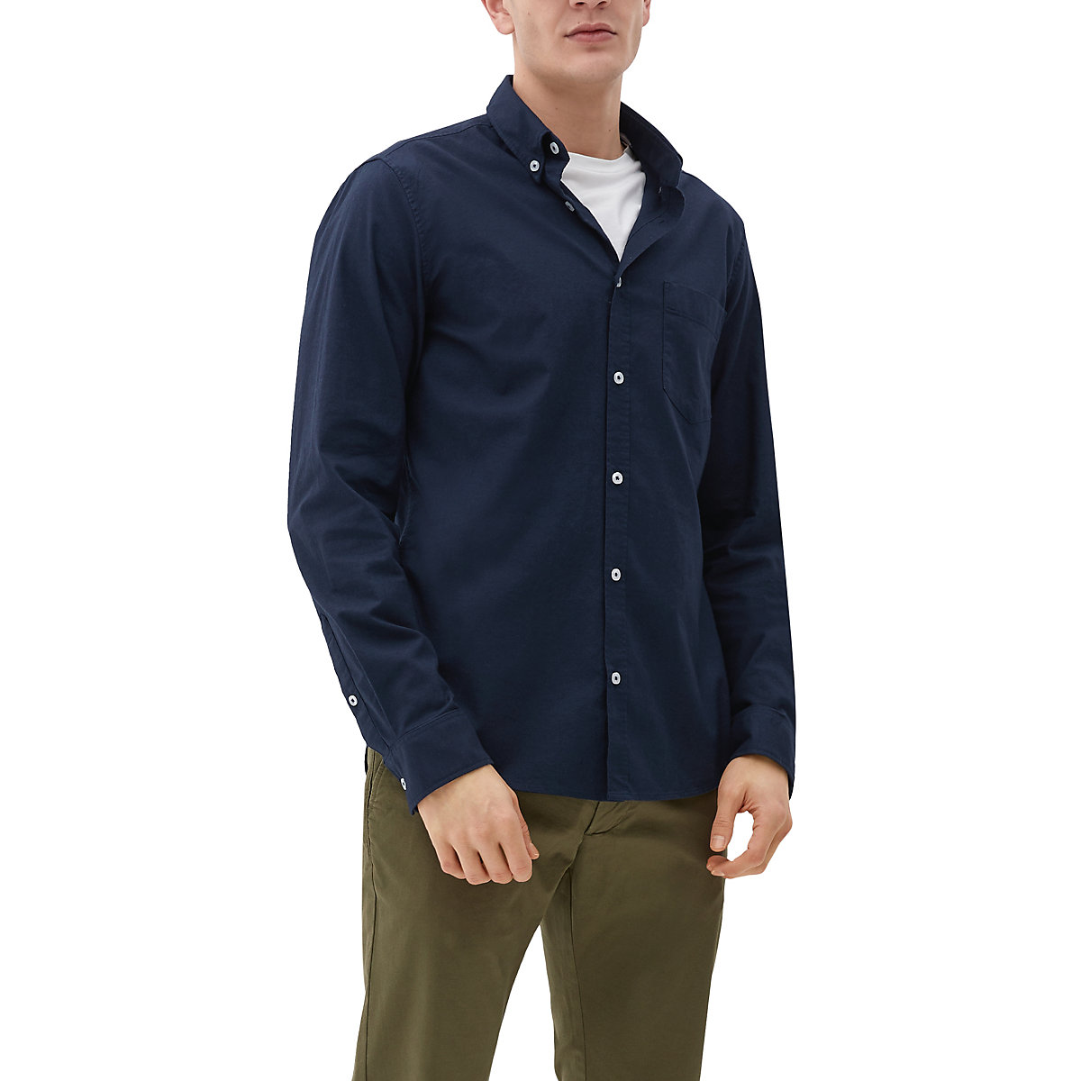 s.Oliver Slim: Hemd mit Button-Down-Kragen Langarmhemden blau