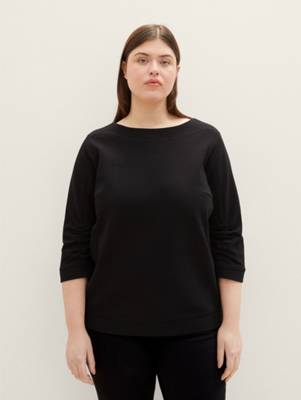 TOM TAILOR Strick &amp; Sweatshirts Plus strukturiertes Sweatshirt Sweatshirts schwarz SE11770
