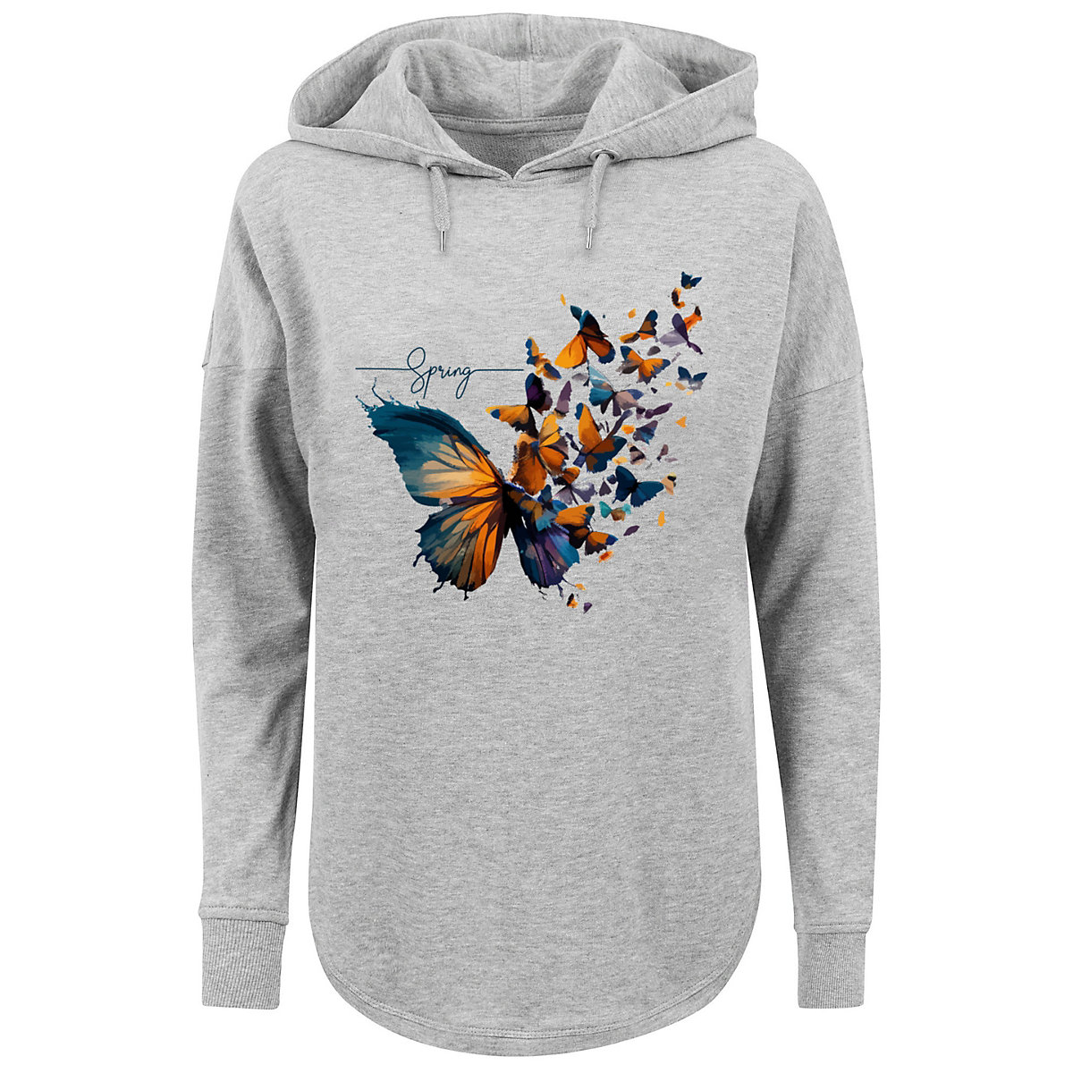 F4NT4STIC Schmetterling Frühling Oversize Hoodie Kapuzenpullover grau