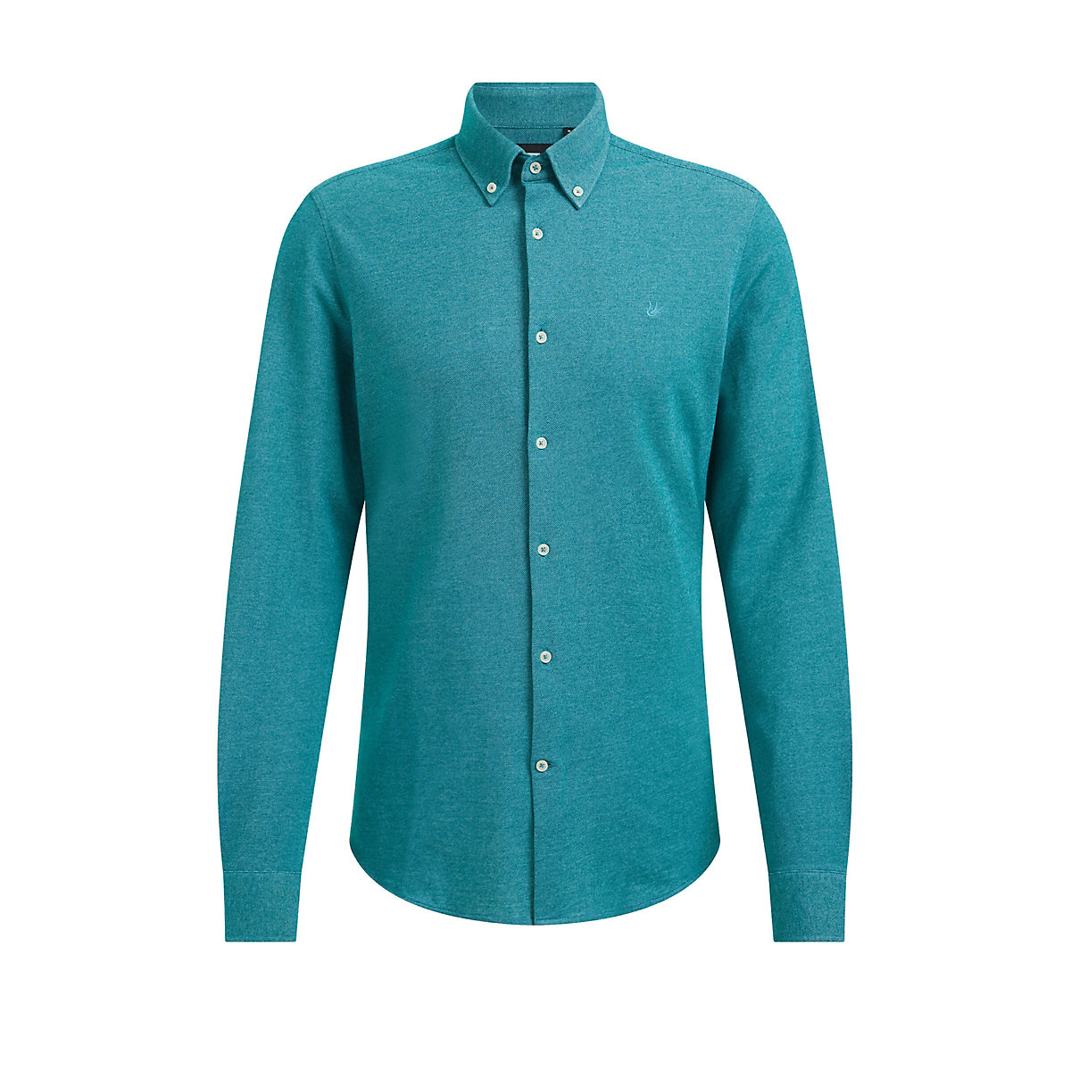 WE Fashion Heren slim fit overhemd van piqué jersey Langarmhemden grün