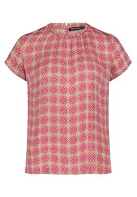 Betty Barclay Betty Barclay Kurzarm-Bluse mit gekräuseltem Ausschnitt braun