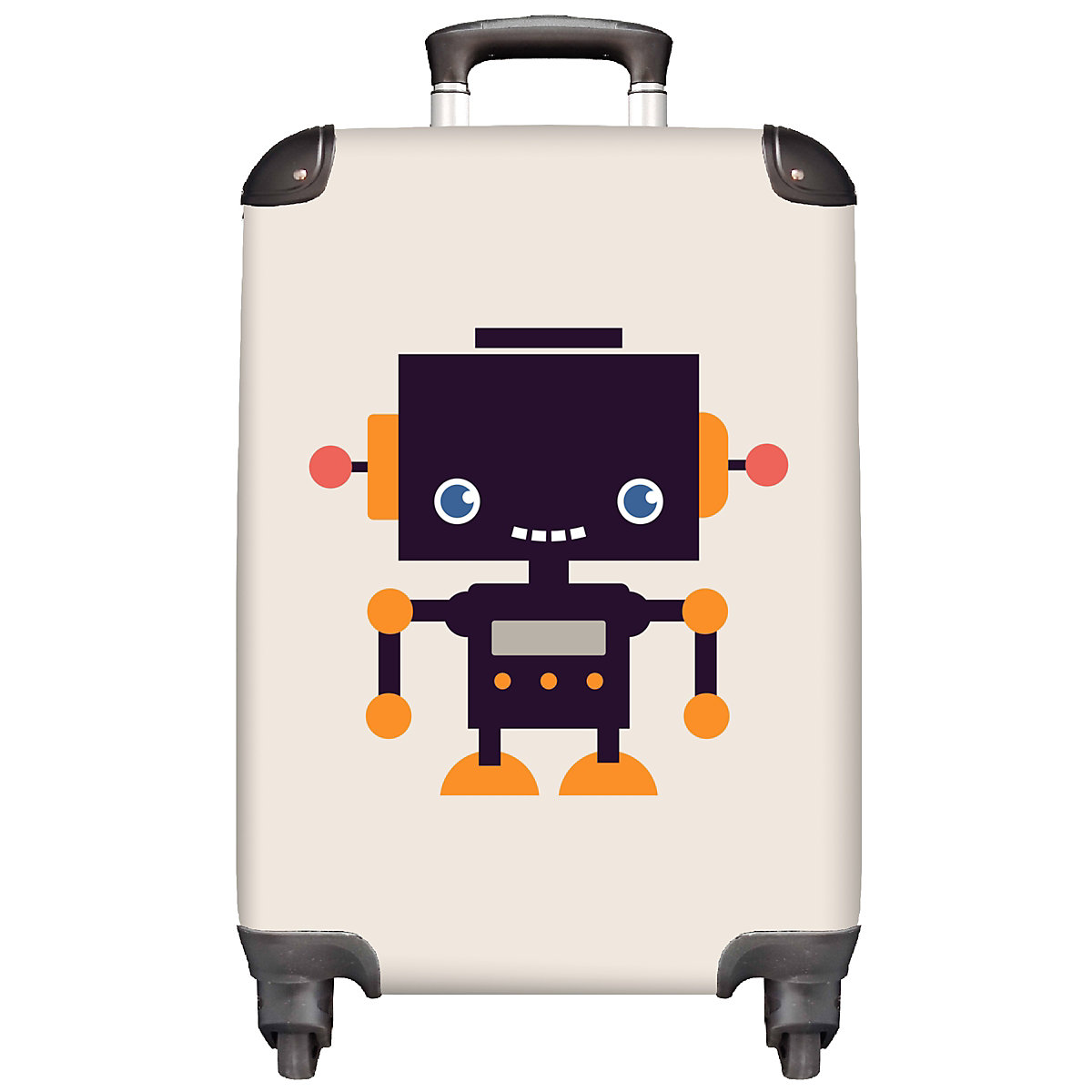 NoBoringSuitcases Kinderkoffer Trolley Reisekoffer handgepäck Roboter Antenne beige mehrfarbig Modell 1