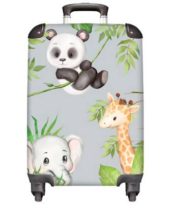 NoBoringSuitcases Kinderkoffer Trolley Reisekoffer Dschungel Panda Elefant Giraffe mehrfarbig Modell 1