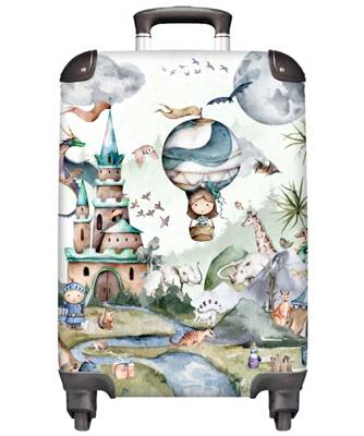 NoBoringSuitcases Kinderkoffer Trolley handgepäck Märchen Drache Heißluftballon blau mehrfarbig Modell 1