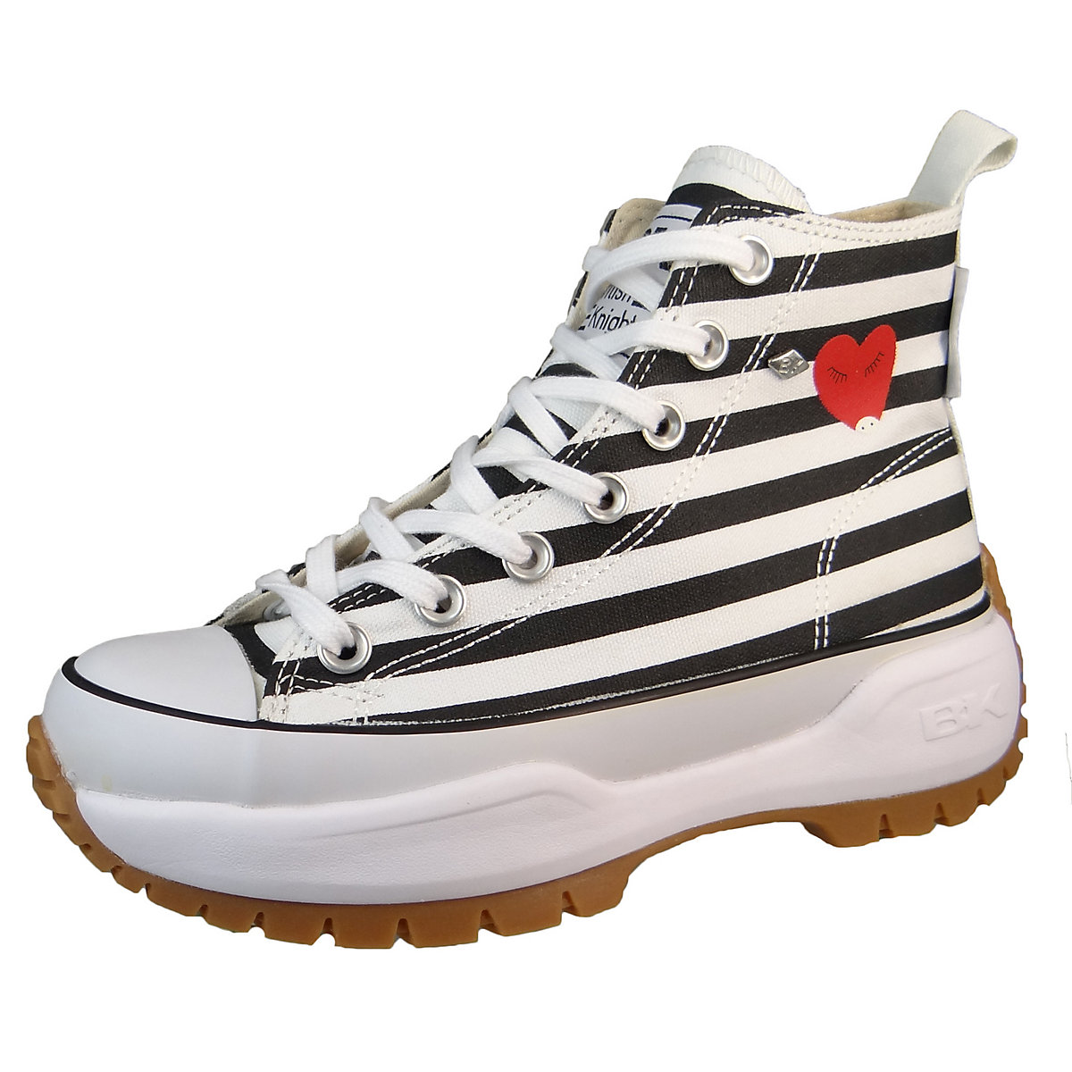 British Knights Damen High Sneaker Kaya Mid Fly High Top B51-3712 Weiß 01 White/Black/Heart Textil Sneakers Low weiß