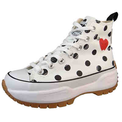 Damen High Sneaker Kaya Mid Fly High Top B49-3714 Weiß 02 White/Black Polkadot/Heart Textil Sneakers Low