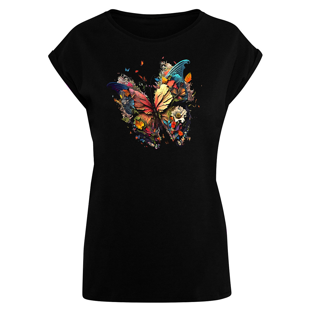 F4NT4STIC Schmetterling Bunt T-Shirts schwarz