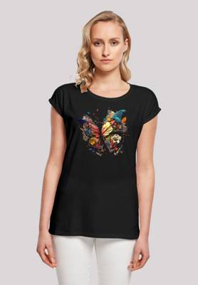 F4NT4STIC Schmetterling Bunt T-Shirts schwarz