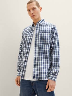 TOM TAILOR Blusen & Shirts Hemd mit Karomuster Langarmhemden indigo