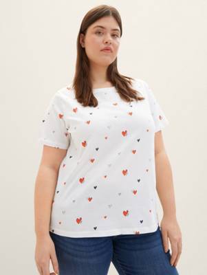 TOM TAILOR T-Shirt Plus T-Shirt mit Allover-Print  T-Shirts offwhite