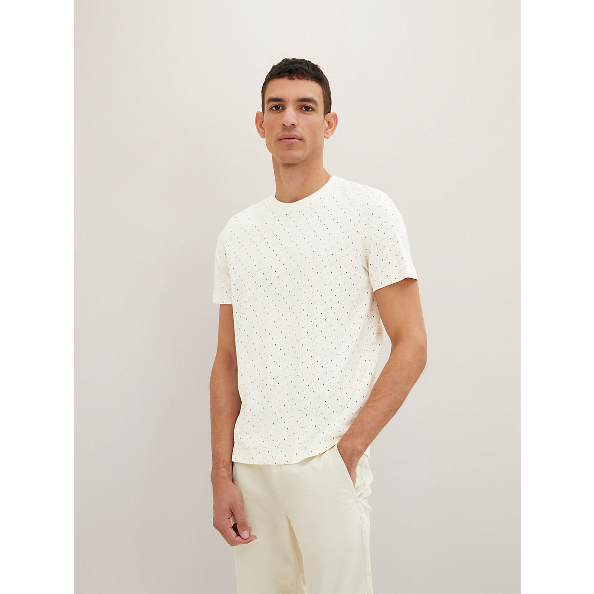 TOM TAILOR T-Shirt T-Shirt mit Allover-Print  T-Shirts offwhite