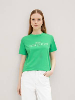 TOM TAILOR Denim T-Shirt T-Shirt mit Logo Print  T-Shirts grün