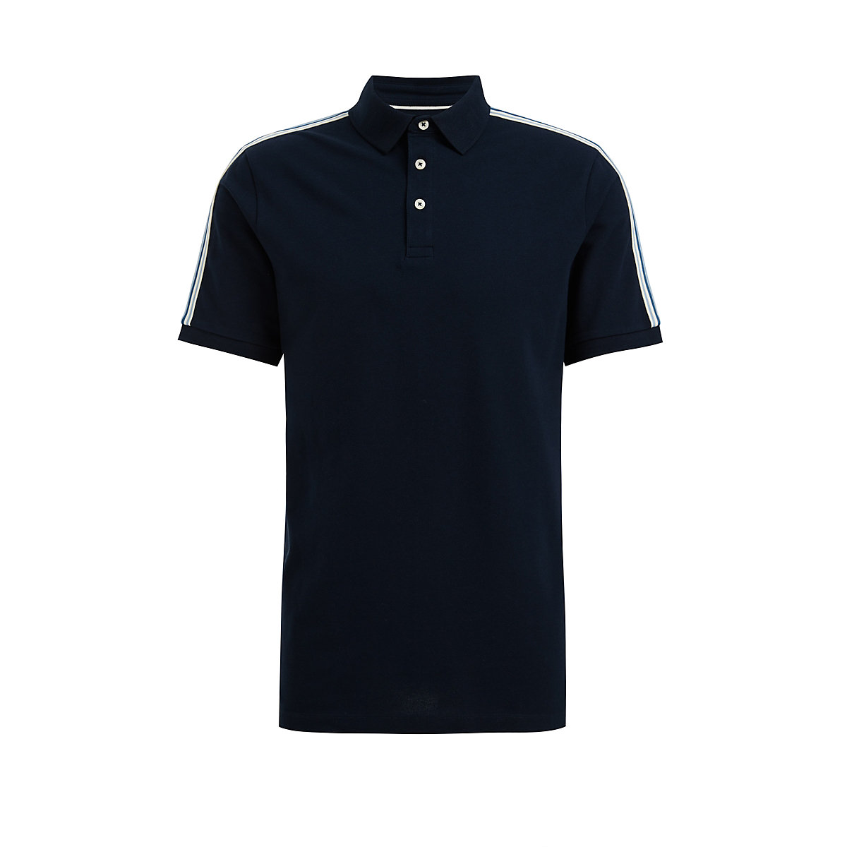WE Fashion Herren-Poloshirt mit Streifenbesatz Poloshirts blau