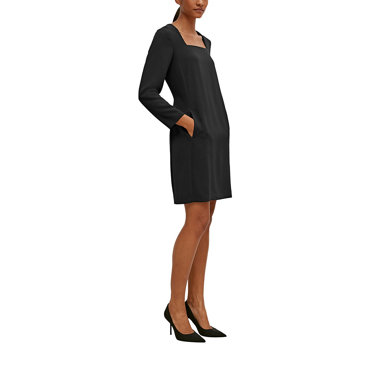 comma Kleid mit Karreeausschnitt Jerseykleider schwarz