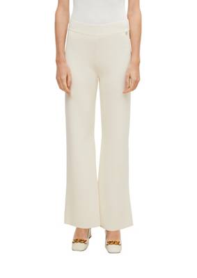 comma Loose: Strickhose mit Flared leg Stoffhosen creme