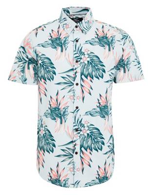 THREADBARE Threadbare Hemd THB Shirt S/Slv Paradise Kurzarmhemden AdultM blau