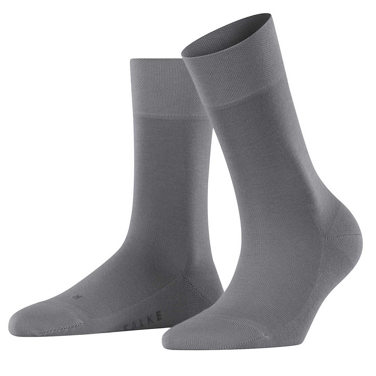 FALKE Damen Socken Sensitive New York Bündchen Logo einfarbig lang Socken hellgrau