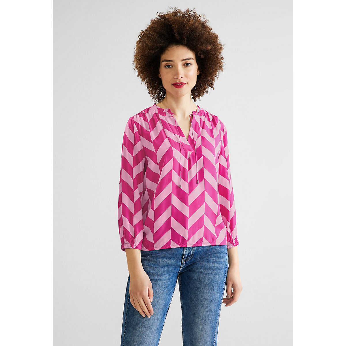 Street One Bluse mit Zick Zack Muster pink