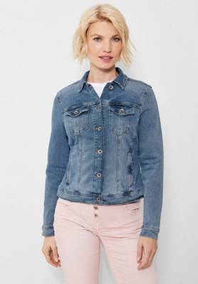 CECIL Jeansjacke in used Waschung blau