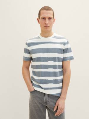 TOM TAILOR T-Shirt T-Shirt mit Allover-Print T-Shirts dunkelblau