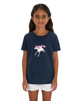 Hilltop Kinder T-Shirt mit Einhorn Motiv für Kinder dunkelblau