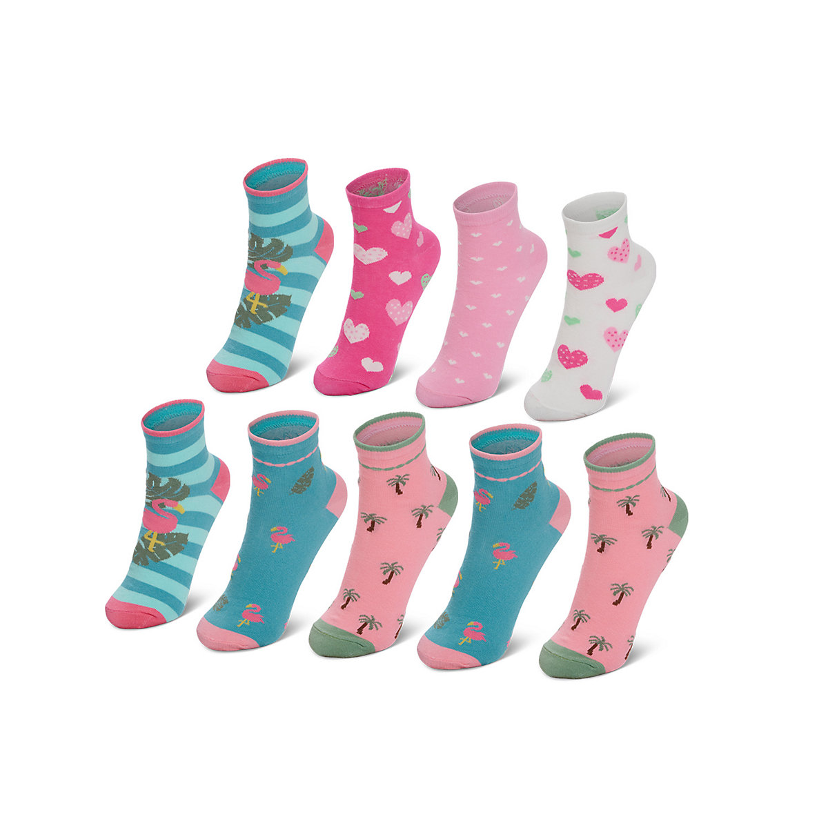 Hilltop Sneaker Socken 9er Set aus Baumwolle für Mädchen hellblau/rosa Hilltop Sneaker Socken 9er Set aus Baumwolle für Mädchen hellblau/rosa
