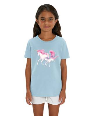 Hilltop Kinder T-Shirt Einhorn Motiv für Kinder pastellblau