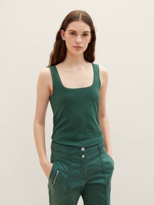 TOM TAILOR T-Shirt Top mit Karree-Ausschnitt T-Shirts grün