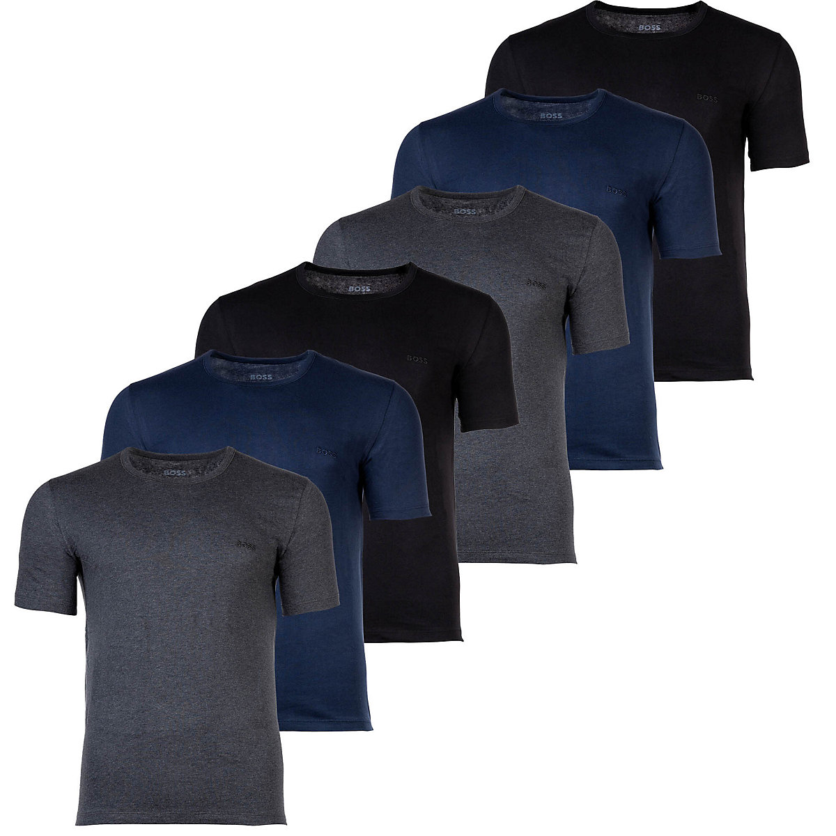 BOSS Herren T-Shirt 6er Pack RN 6P Classic Rundhals Kurzarm Cotton uni T-Shirts mehrfarbig