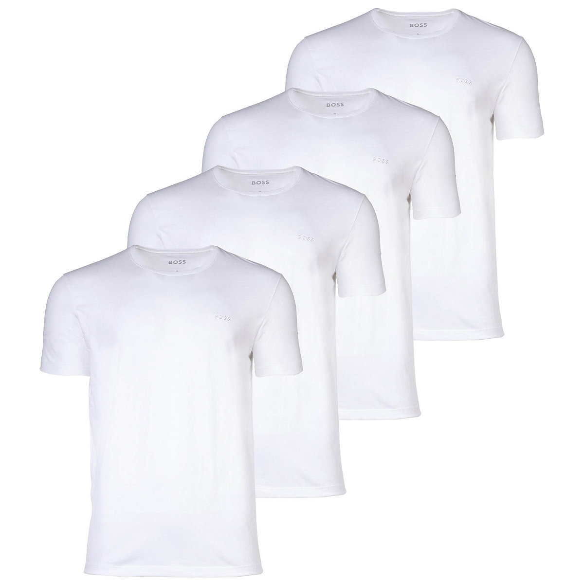 BOSS Herren T-Shirt 4er Pack TShirtRN Comfort Unterhemd Rundhals Cotton T-Shirts weiß