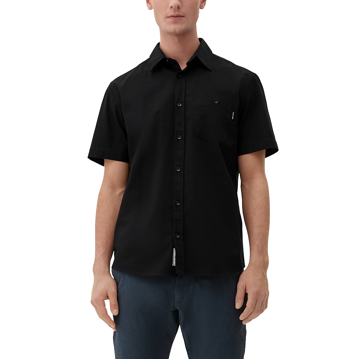 s.Oliver Kurzarmhemd mit Brusttasche Kurzarmhemden schwarz