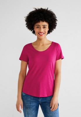 Street One T-Shirt mit V-Ausschnitt pink
