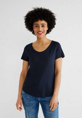 Street One T-Shirt mit V-Ausschnitt dunkelblau