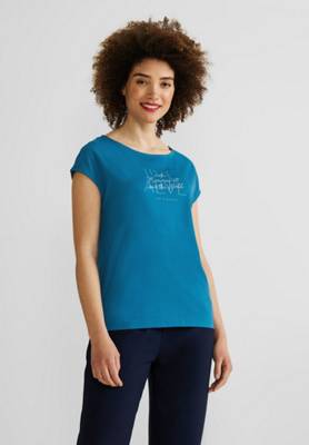 Street One Basic T-Shirt mit Wording blau